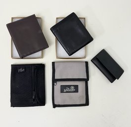 2 Leather Simon Wallets, 2 Canvas Style Wallets & One Wilson Leather Key Organizer