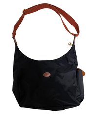 Longchamp Le Pliage Beige Cream Bag Nylon Leather Lampas Belt Hobo