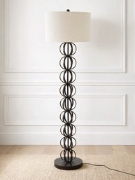 Modern Sculptural Floor Lamp With Orb Frame Base And Drum Shade  62H - Westport