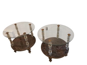 Vintage Pair Of Hollywood Regency Style End Tables