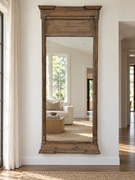 Restoration Hardware Trumeau Mirror With Weathered Elm Wood Frame