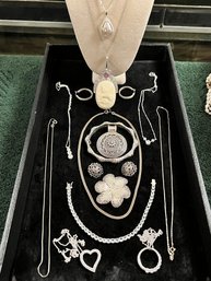 Sterling Silver, Mobe Pearl, Spun Silver, 88 Dwt