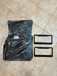 Mini Cooper F 55 LL Cosmopolitan US New In Plastic Floor Matts & Dazzling Black License Plate Holder