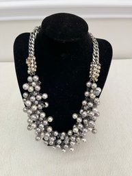 Black Pearls, Rhinestone With Silver Chain