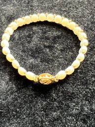 14 Kt YG Bracelet With Coin Pearls, 7 Inch