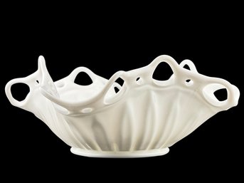 Vintage Colonial Prism Squared Milk Glass Centerpiece Bowl
