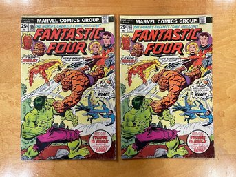 Two Vintage Marvel Fantastic Four Comic Books Vol 166 January 1976 Ft. The Hulk!    212/B3
