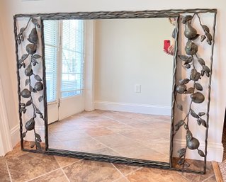 Large Wrought Iron Metal Work With Fruits & Nuts Mirror