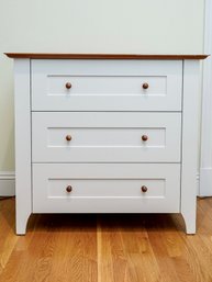 HEAUS Small White Dresser With Natural Top And Knobs