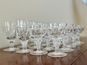 Set Of 21 Royal Leerdam 'Regal' Cut Crystal Glasses - Netherlands (11 Petite Coupes & 10 Cordial Glasses)
