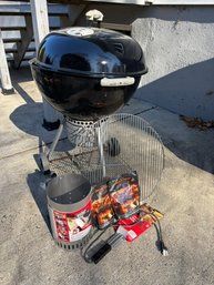 Old School Weber Grill With New Rack, Includes Charcoal & Starter Kit