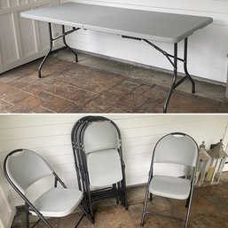 Folding Banquet Table With Six Folding Chairs