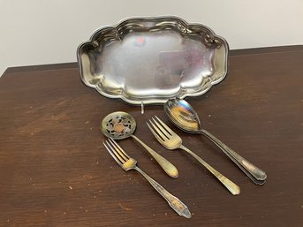 Silver Plated Dish & Utensils