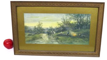 Frank F. English Print Of A Fire In The Countryside