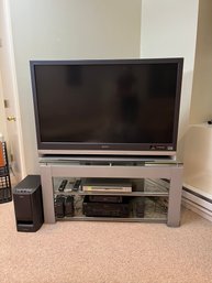 Sony Wega 49.5' T.v, Glass & Metal Console, Sony Speakers & Reciever & More