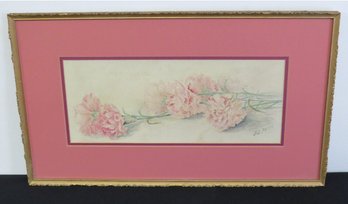 19th C. Framed W/C Of Carnations By J.D. Pettic?