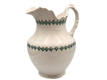 Late 1800s Willets Ironstone Wash Basin Pitcher With Green Decorative Bands