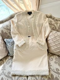St Johns Couture Cream Tweed Jacket Size 12 And Matching Skirt Size 14, USA