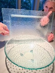 Light Blue Serving Bowl And Platter