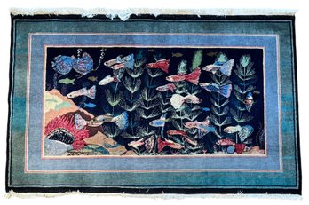 Vintage Aquatic-Themed Accent Rug