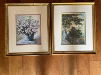 Pair Of Floral Framed Art, Claude Monet Prints
