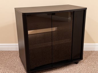 Black Laminate Media Cabinet On Casters