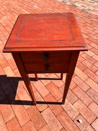 Stickley Inspired Side Table With Inlaid Top, 2 Drawers