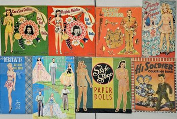 1940's Era Group Of 8 Paper Dolls Books