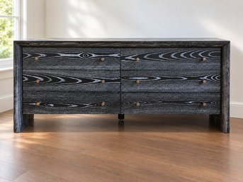 Crate & Barrel Altamont Waterfall Dresser In Ebony With Ivory Ceruse Wash