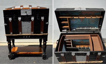 Converted Steamer Trunk Into Lighted Bar Server