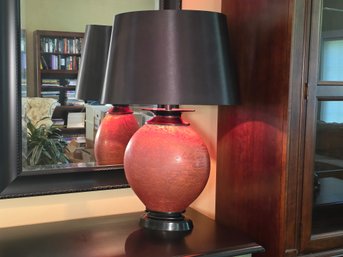 Large Contemporary Textured Table Lamp With Black Shade