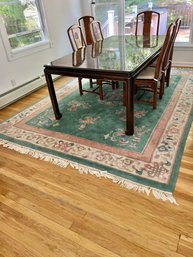 Meiling Collection Handcrafted Carved Fringed Area Rug