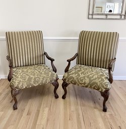 Pair Of Ornate Louis XV Style Carved Mahogany Chairs