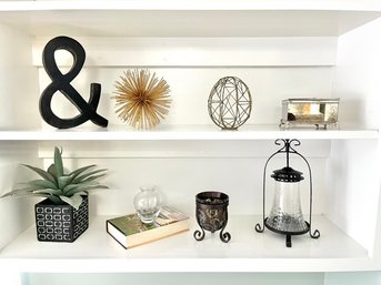 Decorative Objects, Wooden Ampersand, Gold Toned Star, Vase, Mercury Glass Box& More