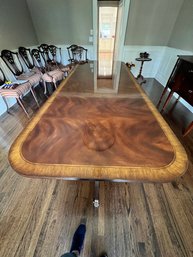 Hepplewhite Style, Burled Walnut Dining Table