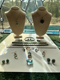 Peridot, With Emeralds, Pearls, And Multiple Colored Stones, In Sterling