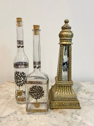 Decorative Obelisk & 2 Bottles