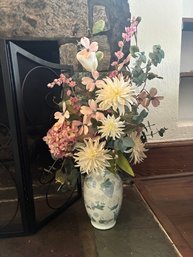 Floral And Fruit Decorated Ceramic Vase