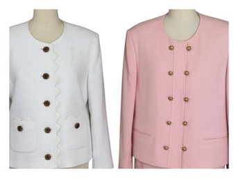 Two Vintage Herbert Grossman Suits In White And Pink