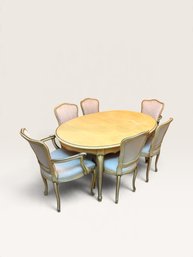 Vintage French Provincial Oval Dinning Room Table And Six Chairs