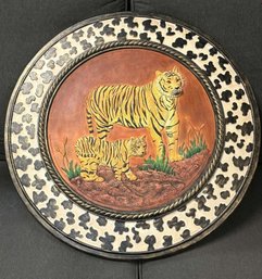 African Safari Tiger 3D Textured Wall Artwork Plate