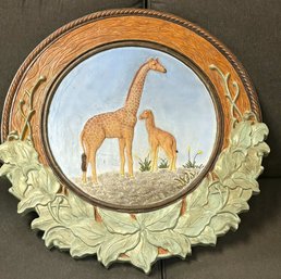 African Safari Giraffe 3D Textured Wall Artwork Plate