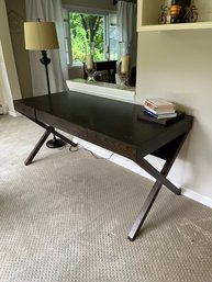 Espresso Finish Wooden Office Desk With One Drawer