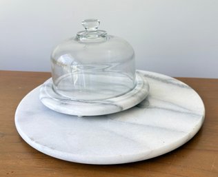 White & Grey Marble Cheese Dome & Charcuterie Board