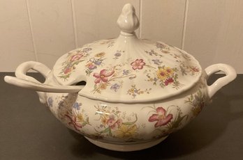 Diamondstone Laverno Italian Flower Soup Tureen & Ladle