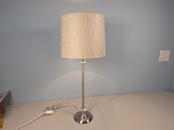 Modern Chrome Table Lamp With Textured Shade