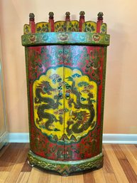 Chinoiserie Style Corner Cabinet With One Shelf