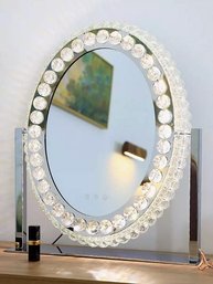 Oval LED Light Up Vintage Style Crystal Vanity Mirror
