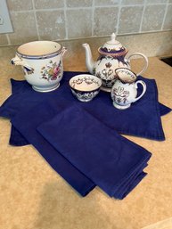 Queen Victoria 'The Royal Collection' Teapot, Cream, And Sugar, Serves Flower Pot