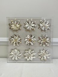 Lucite Box Framed Of Silvery Florets